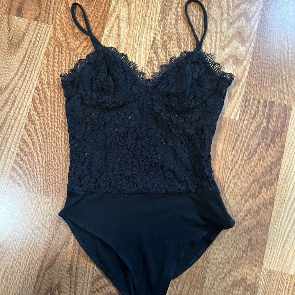 Black lace body suit